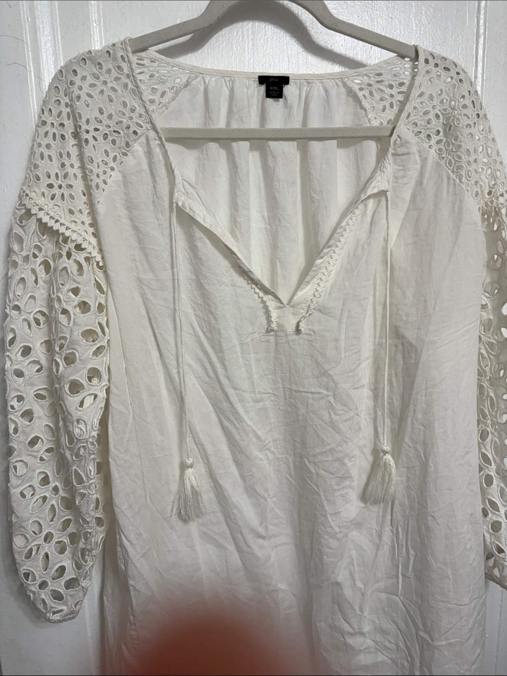J. Crew White Eyelet Sleeve Swim Coverup Tunic
